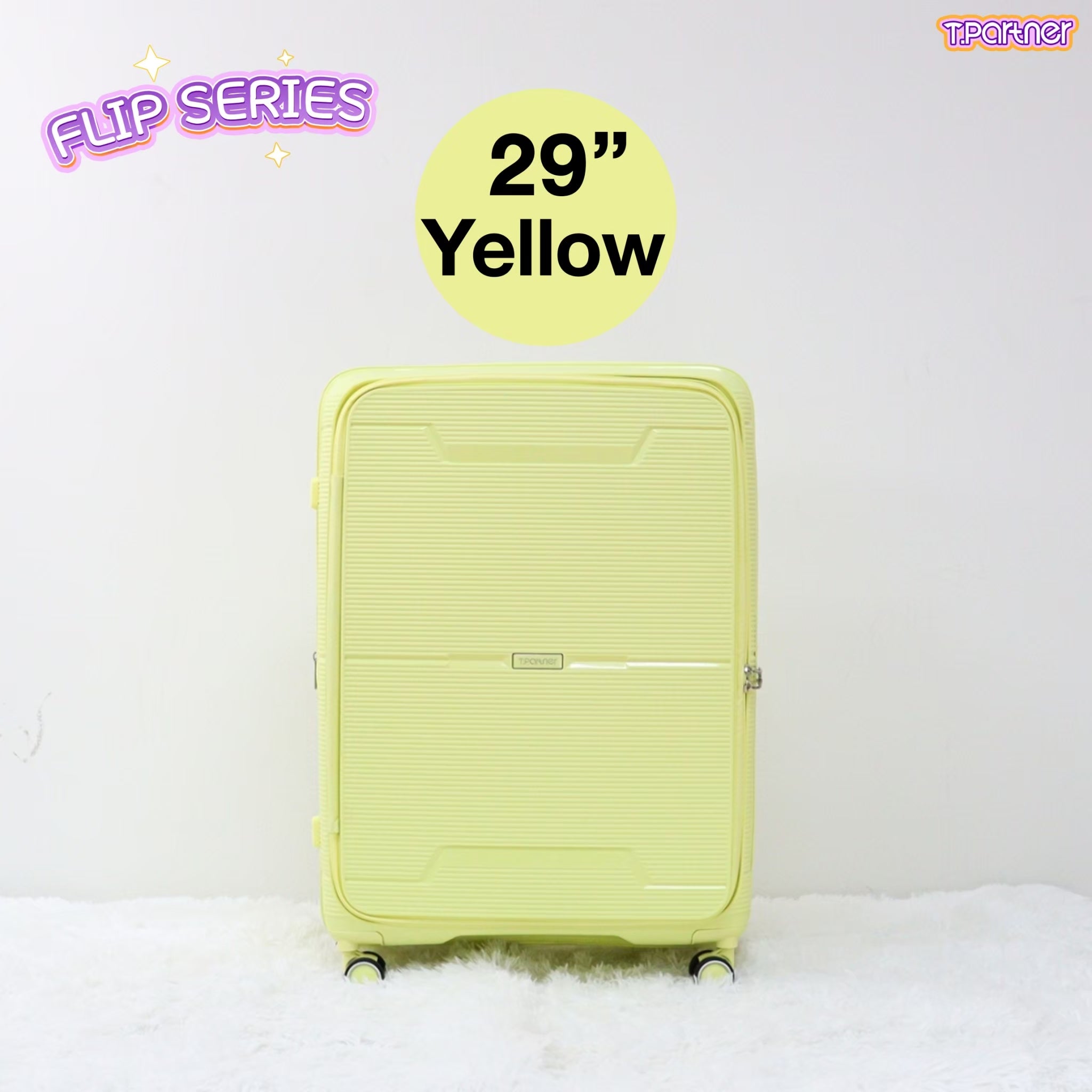 กระเป๋าเดินทางล้อลากขนาด 29 นิ้ว สีเหลืองสดใส รุ่น Flip Series ดีไซน์ทันสมัย