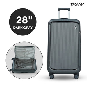กระเป๋าเดินทาง T.Partner ขนาด 28 นิ้ว สีเทาเข้ม รุ่น Glamorous Series พร้อมช่องจัดเก็บภายใน