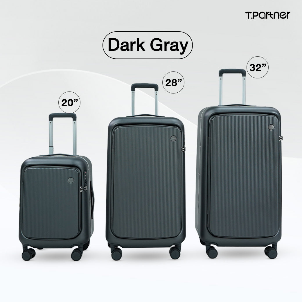 กระเป๋าเดินทาง T.Partner รุ่น Glamorous Series สีเทาเข้ม 3 ขนาด: 20, 28, 32 นิ้ว