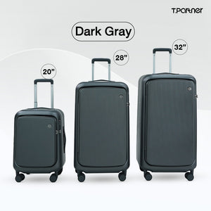 กระเป๋าเดินทาง T.Partner รุ่น Glamorous Series สีเทาเข้ม 3 ขนาด: 20, 28, 32 นิ้ว