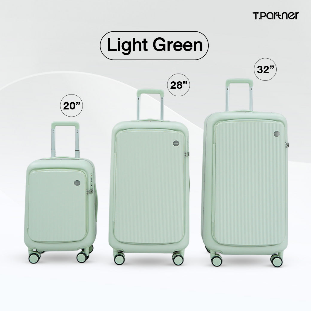 กระเป๋าเดินทาง T.Partner รุ่น Glamorous Series สีเขียวอ่อน 3 ขนาด: 20, 28, 32 นิ้ว