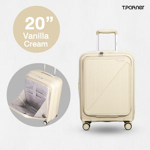 กระเป๋าเดินทาง Good Job Series ขนาด 20 นิ้ว สี Vanilla Cream เปิดโชว์ช่องจัดเก็บภายใน