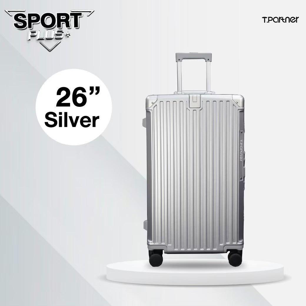 กระเป๋าเดินทาง Sport Plus+ ขนาด 26 นิ้ว สีเงิน ดีไซน์อลูมิเนียมหรูหรา