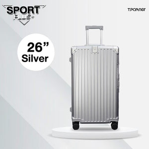 กระเป๋าเดินทาง Sport Plus+ ขนาด 26 นิ้ว สีเงิน ดีไซน์อลูมิเนียมหรูหรา