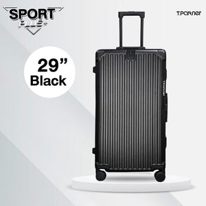 กระเป๋าเดินทางรุ่น Sport Plus+ Series ขนาด 29 นิ้ว สีดำ ดีไซน์อลูมิเนียมลายตั้ง