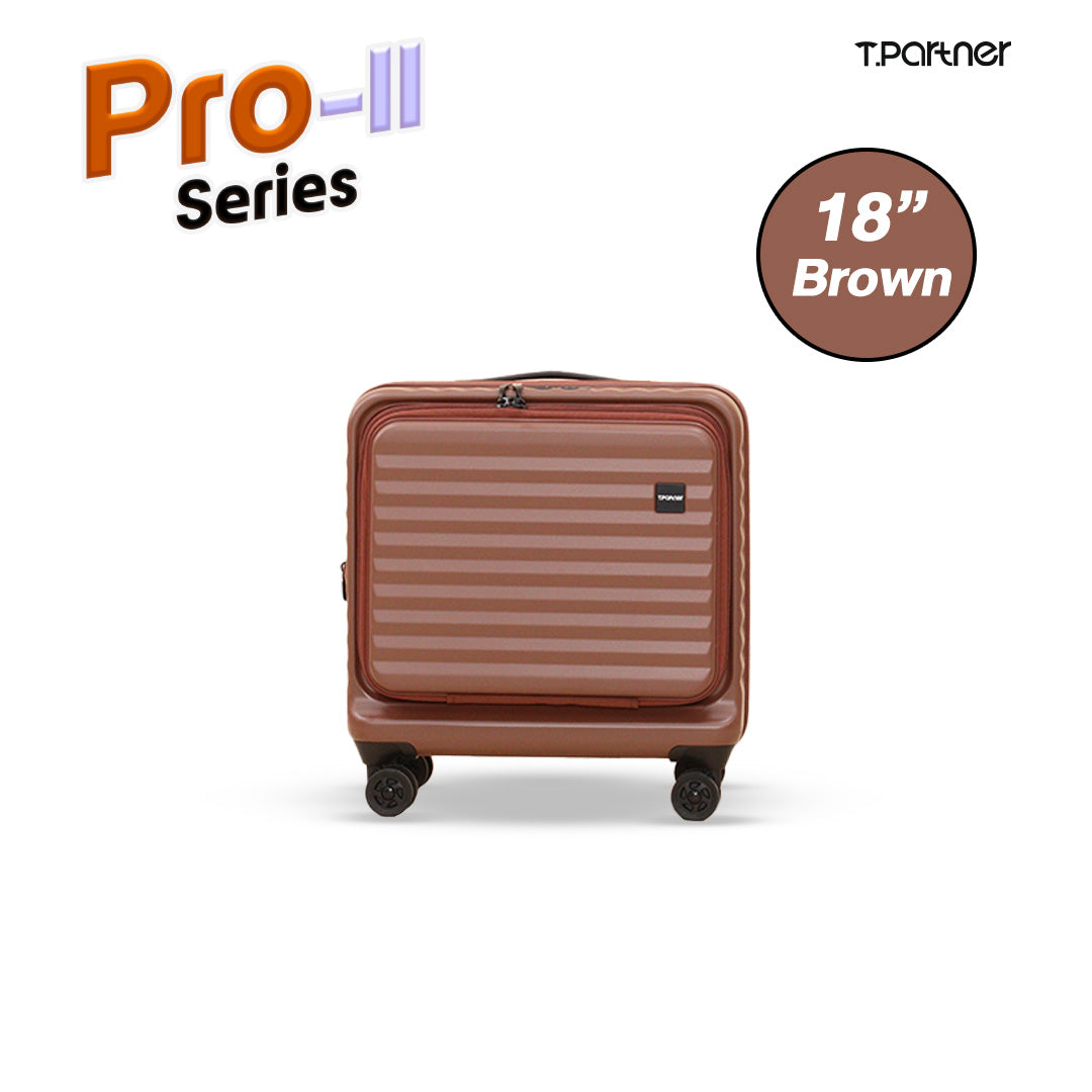 กระเป๋าเดินทางล้อลากขนาด 18 นิ้ว สีน้ำตาล รุ่น Pro-II Series จาก T.Partner