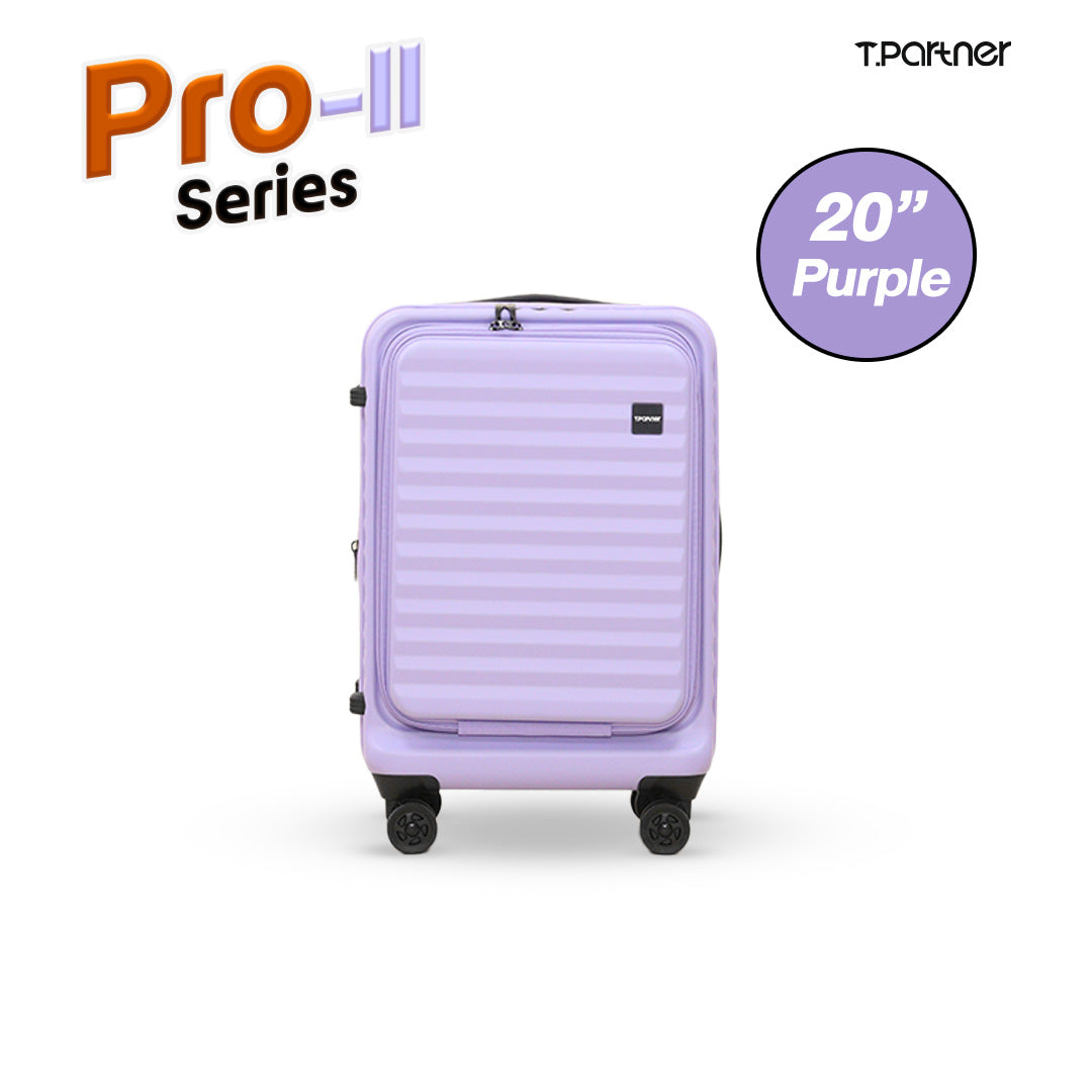 กระเป๋าเดินทางล้อลากสีม่วง Pro-II Series ขนาด 20 นิ้ว ดีไซน์ลายทาง