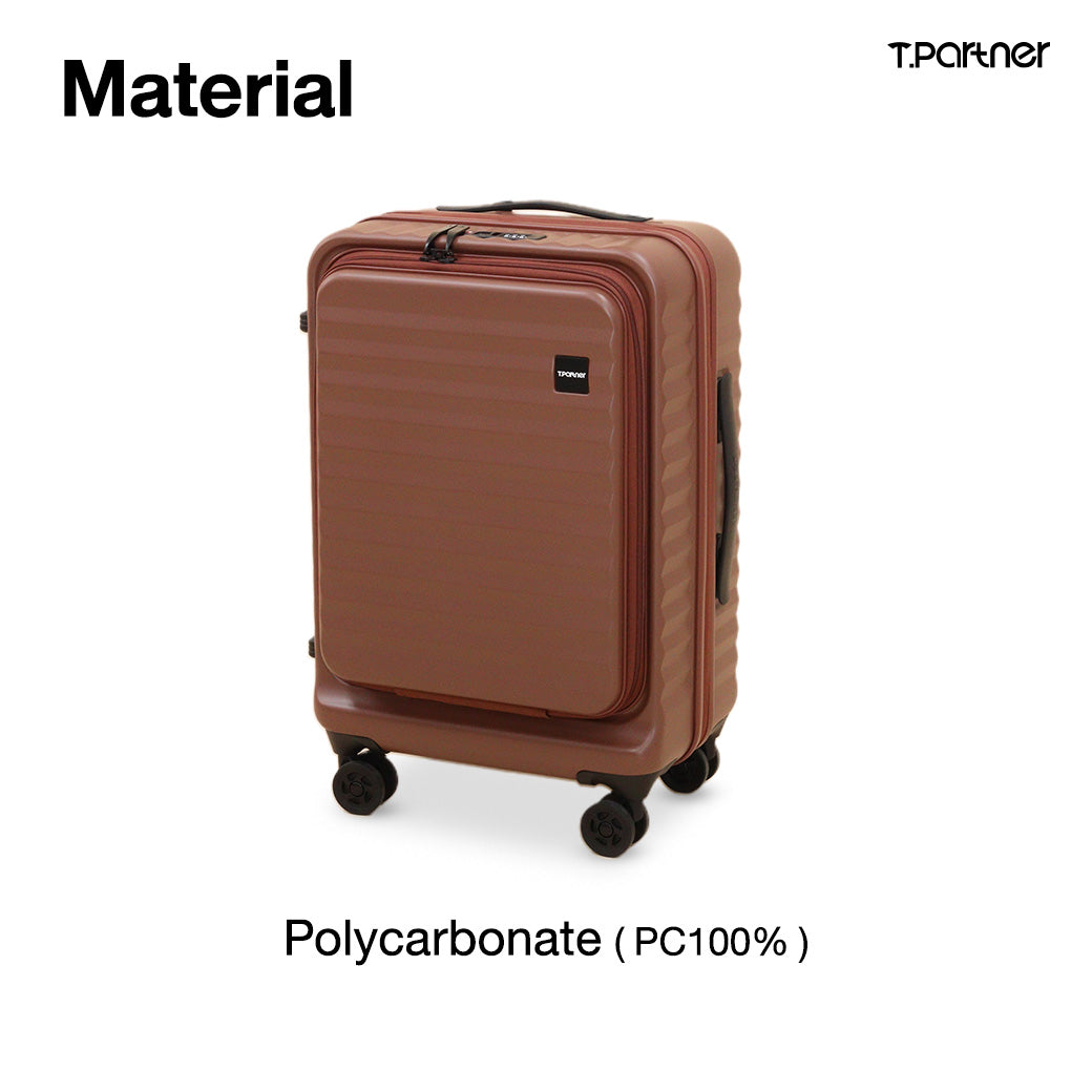 กระเป๋าเดินทางรุ่น Pro-II Series สีน้ำตาลทำจากโพลีคาร์บอเนต 100% พร้อมโลโก้ T.Partner