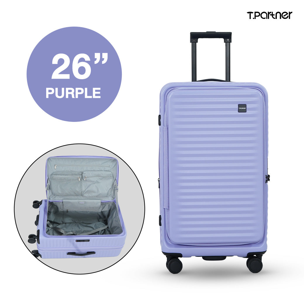 กระเป๋าเดินทาง Pro Trunk Series ขนาด 26 นิ้ว สีม่วงอ่อน ดีไซน์เรียบหรู