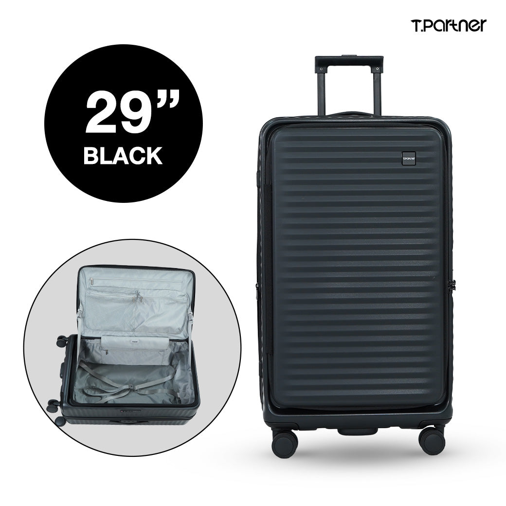 กระเป๋าเดินทางรุ่น Pro Trunk Series สีดำ ขนาด 29 นิ้ว เปิดให้เห็นช่องจัดเก็บภายใน