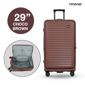 กระเป๋าเดินทางรุ่น Pro Trunk Series สี Choco Brown ขนาด 29 นิ้ว เปิดให้เห็นช่องจัดเก็บภายใน