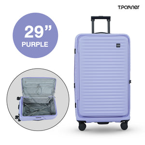 กระเป๋าเดินทาง T.Partner Pro Trunk Series ขนาด 29 นิ้ว สีม่วง เปิดให้เห็นช่องจัดเก็บภายใน