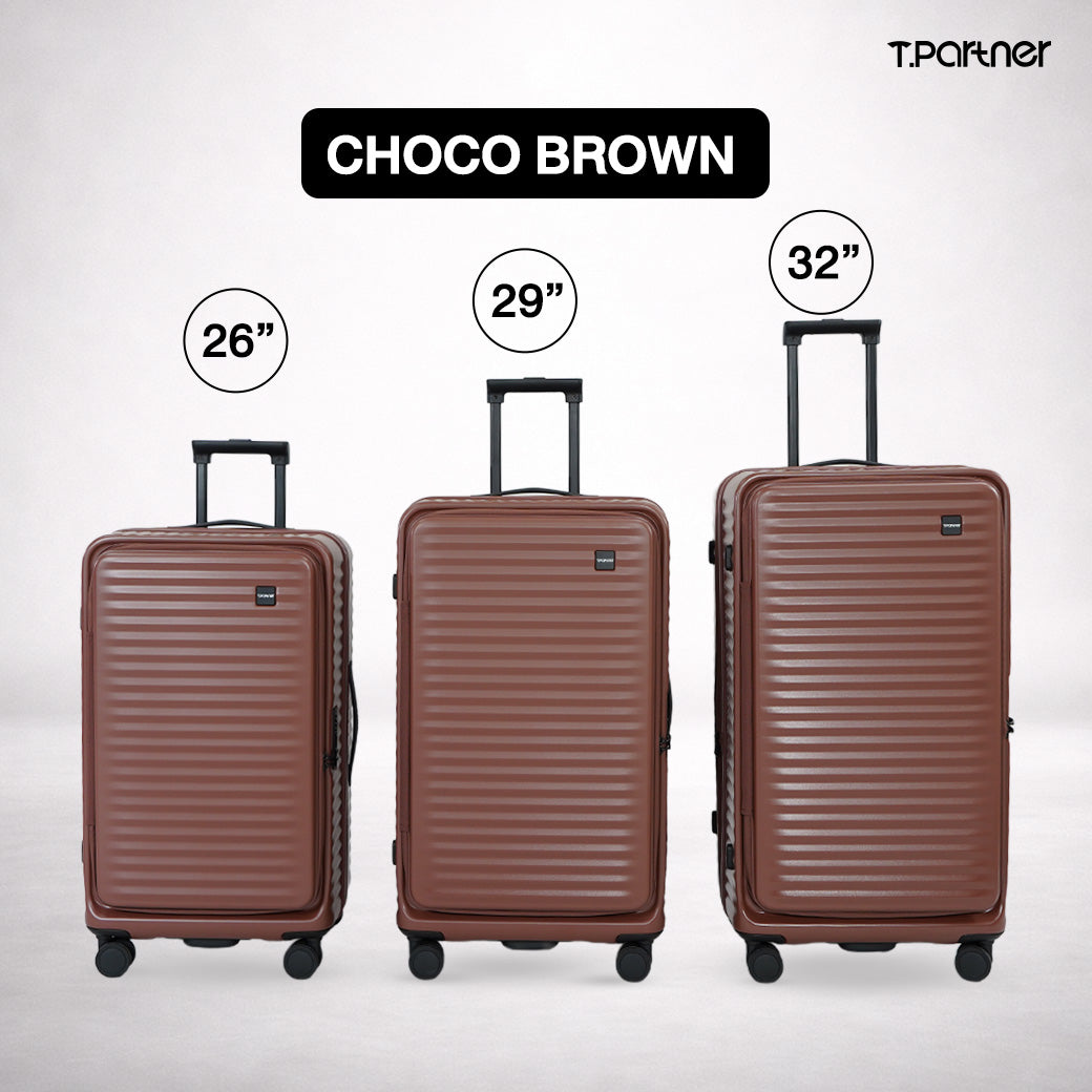 กระเป๋าเดินทางรุ่น Pro Trunk Series สี Choco Brown มี 3 ขนาด: 26, 29 และ 32 นิ้ว