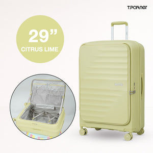 กระเป๋าเดินทาง T.Partner รุ่น Shine Series ขนาด 29 นิ้ว สี Citrus Lime เปิดโชว์ช่องจัดเก็บภายใน