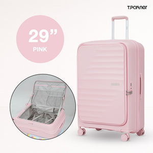 กระเป๋าเดินทางล้อลากสีชมพูขนาด 29 นิ้ว รุ่น Shine Series พร้อมช่องจัดเก็บภายใน
