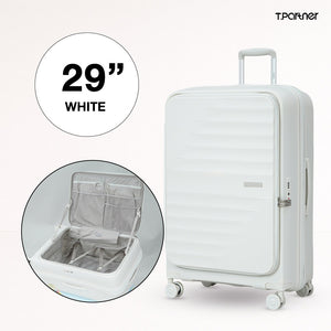 กระเป๋าเดินทางสีขาว ขนาด 29 นิ้ว รุ่น Shine Series พร้อมช่องจัดเก็บภายใน