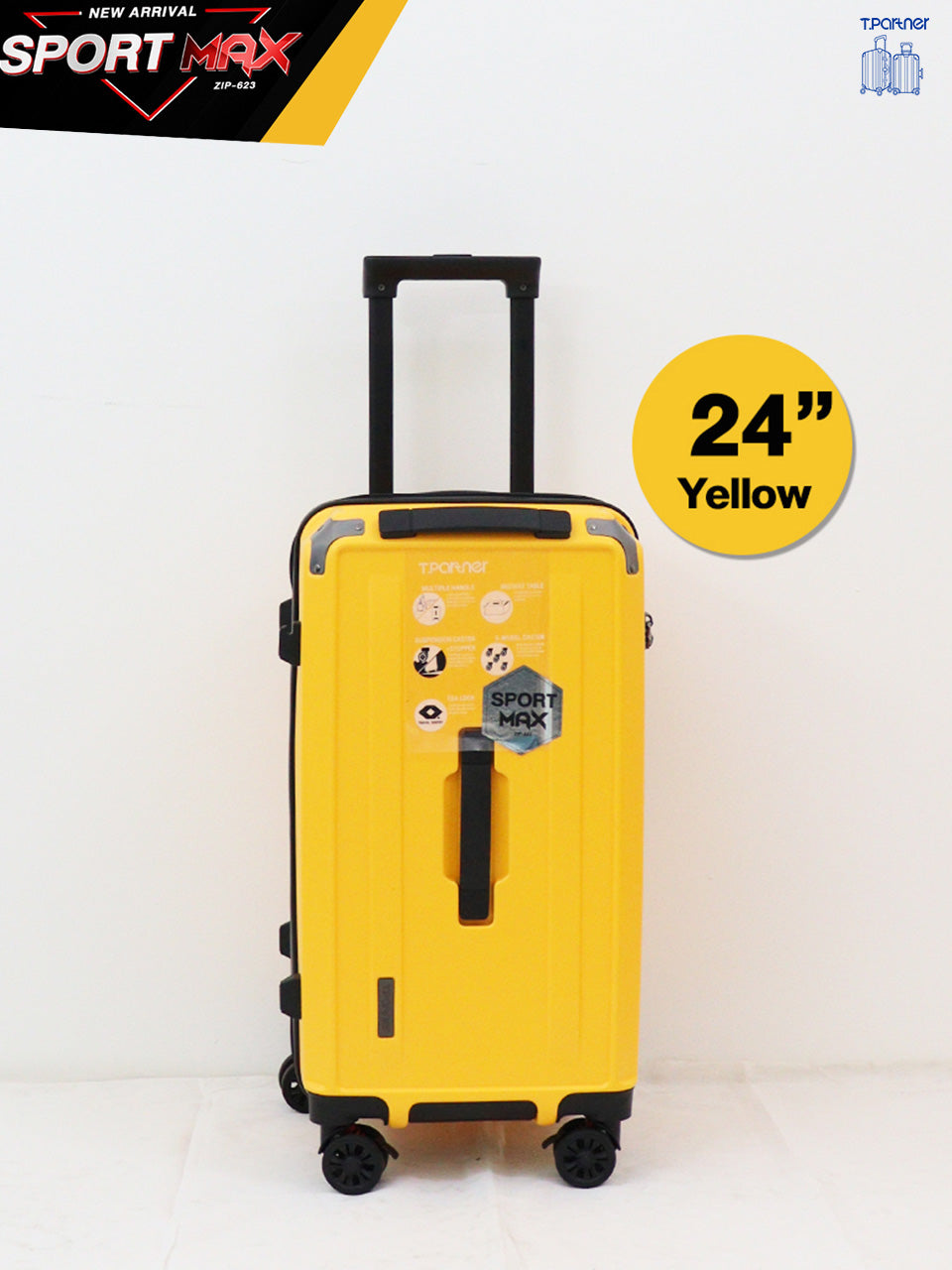 กระเป๋าเดินทางรุ่น Sport Max Series ขนาด 24 นิ้ว สีเหลืองสดใส พร้อมล้อลากคู่