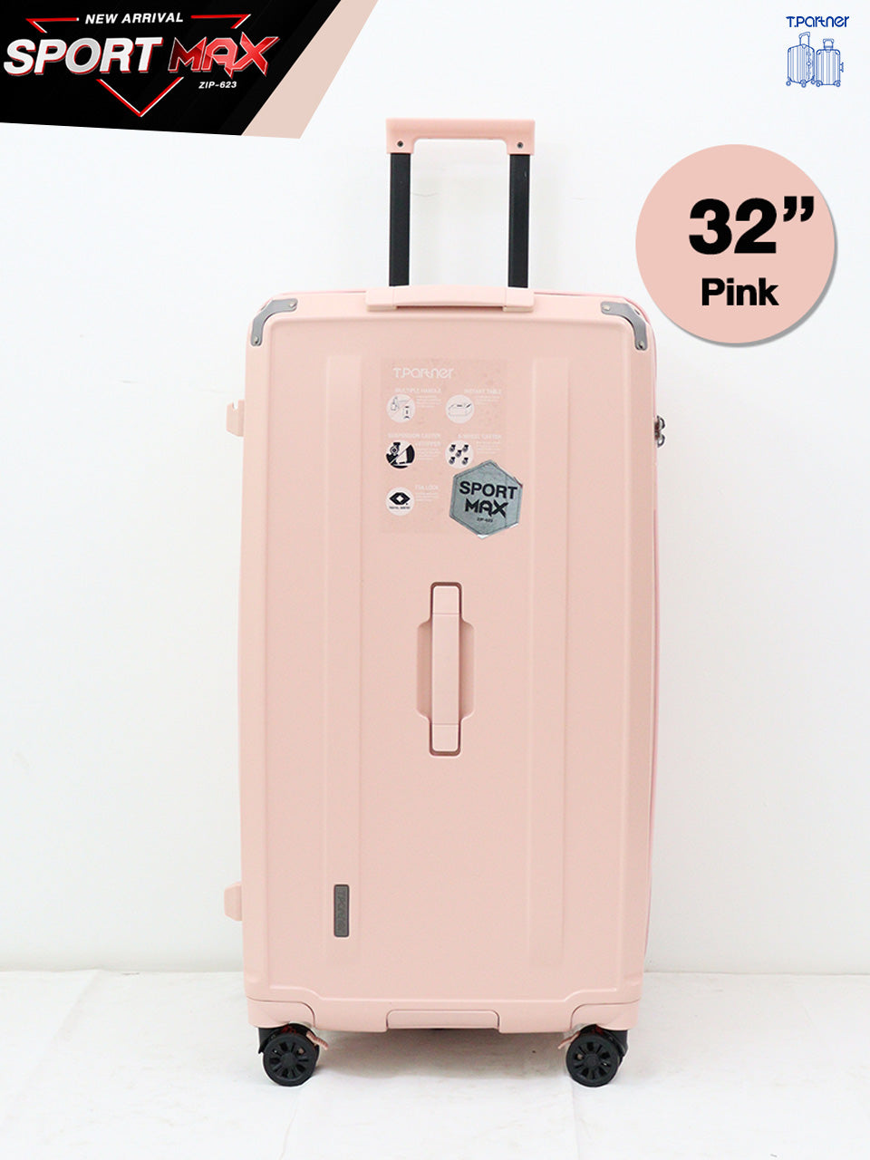 กระเป๋าเดินทางขนาด 32 นิ้ว สีชมพู รุ่น Sport Max Series ดีไซน์ทันสมัย