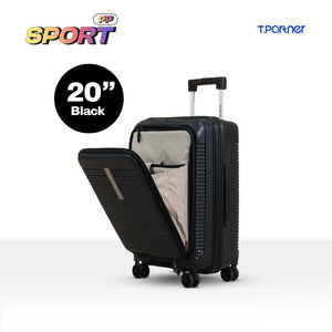 กระเป๋าเดินทาง PP Series รุ่น Sport ขนาด 20 นิ้ว สีดำ เปิดฝาโชว์ช่องเก็บของด้านใน