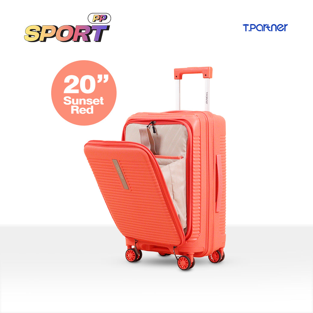 กระเป๋าเดินทาง PP Sport Series ขนาด 20 นิ้ว สี Sunset Red เปิดฝา