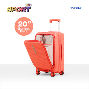 กระเป๋าเดินทาง PP Sport Series ขนาด 20 นิ้ว สี Sunset Red เปิดฝา