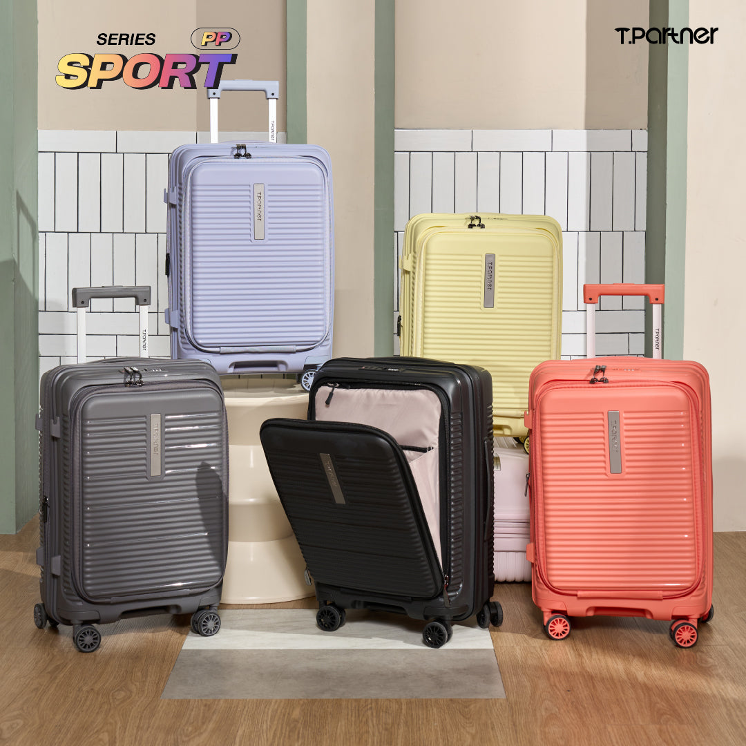 กระเป๋าเดินทางรุ่น Sport PP Series สีม่วงอ่อน เหลือง ชมพู เขียว เทา และดำ ดีไซน์ทันสมัย