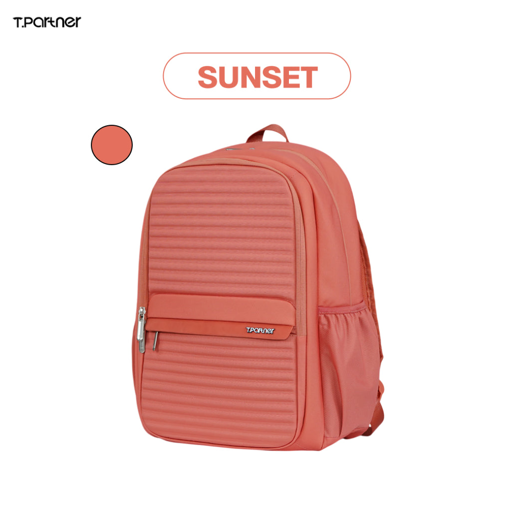 กระเป๋าเป้ T.PARTNER NEO Series สีส้มลายริ้ว ดีไซน์ทันสมัย